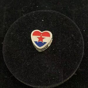 Pandora Croatia Flag Charm Heart Bead Charm Love Croatia S925 Sterling Silver